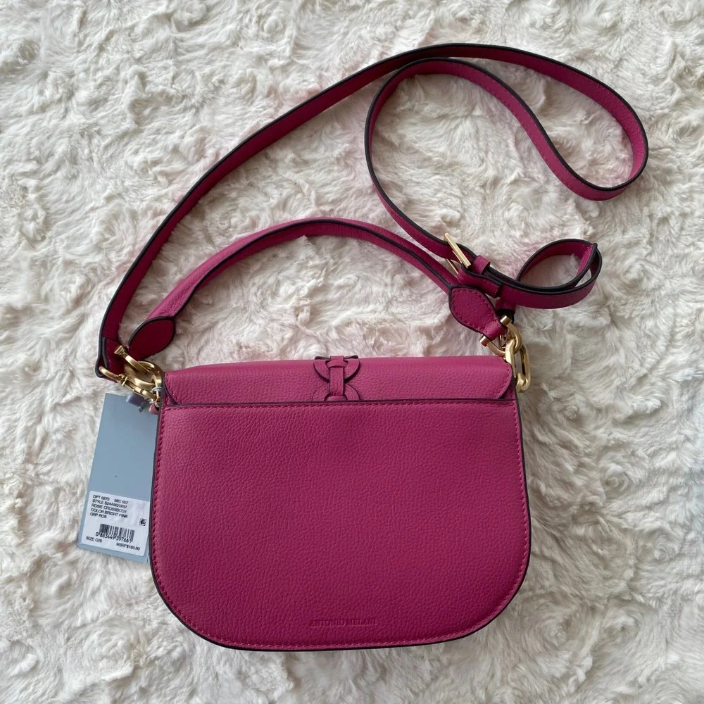 Antonio Melani Rosie Crossbody Bag Women Bright Pink Leather‎ Barbiecore Chic